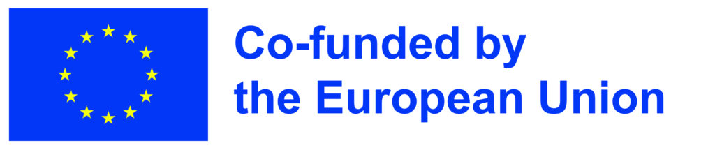 Logo of the European union with blue background and 12 golden stars in a circle, text reads "Co-funded by the European Union"